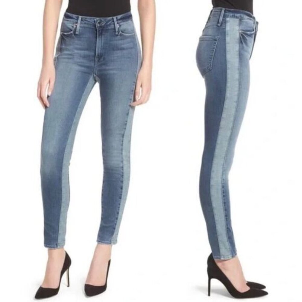 Good American Good Waist 0/25 Two Toned Side‎ Panel Jeans
